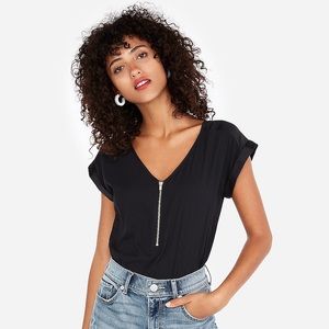 Express Tops - Zip front satin tee Express Tops - Zip front satin tee